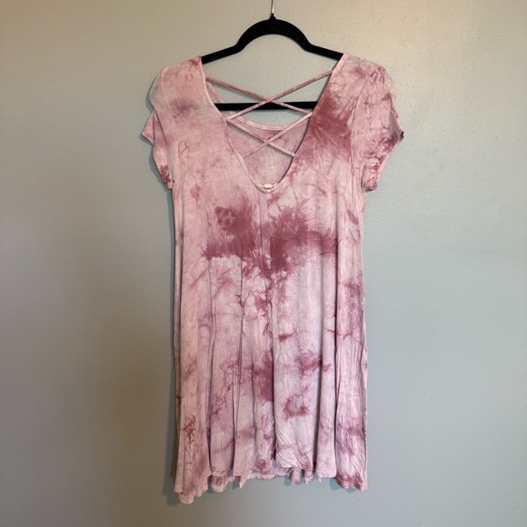 Rolla Coster Pink Tie-Dye Short Sleeve Mini Dress Size Medium - Picture 5 of 7